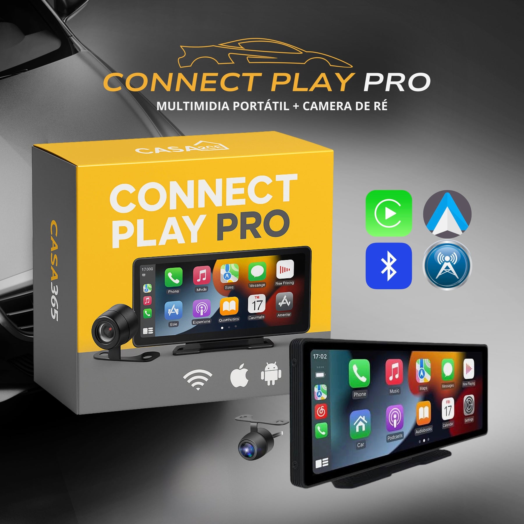 Multimídia Connect Play Pro + Brinde – Seu Carro Mais Moderno