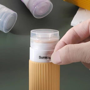 Kit 4 Frascos de Silicone Para Viagem | Anti-Vazamento