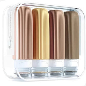 Kit 4 Frascos de Silicone Para Viagem | Anti-Vazamento